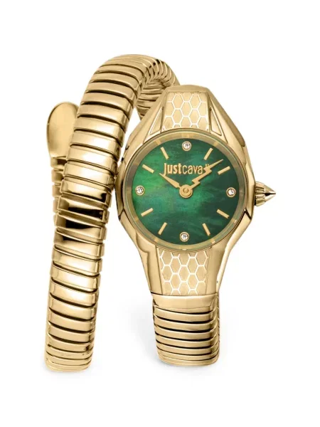 Ceas Just Cavalli cu model piele de șarpe verde