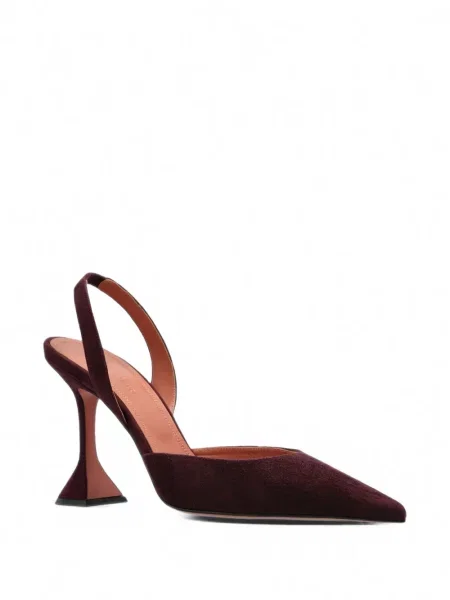 Pantofi cu toc Amina Muaddi din piele de căprioară slingback roșu