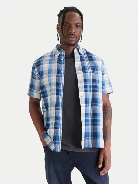 TOMMY HILFIGER Srajca / dimno / temno / off-bela modra