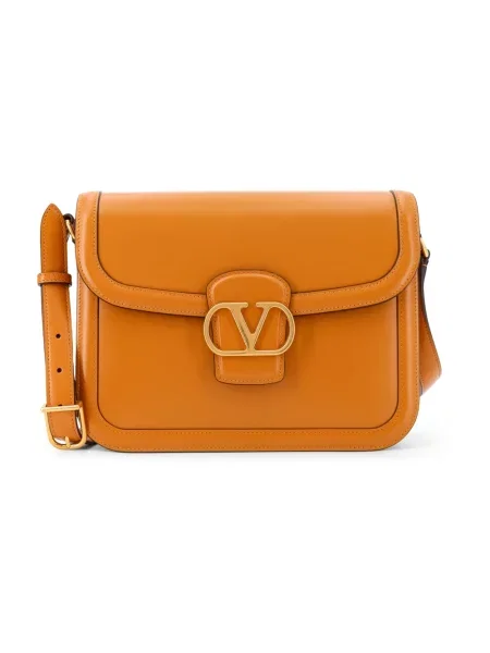 Lniana torebka crossbody Valentino Garavani z paskiem żółta