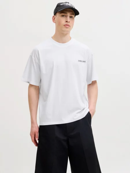 JACK & JONES Tričko JCOETERNA tmavošedá / čierna biela