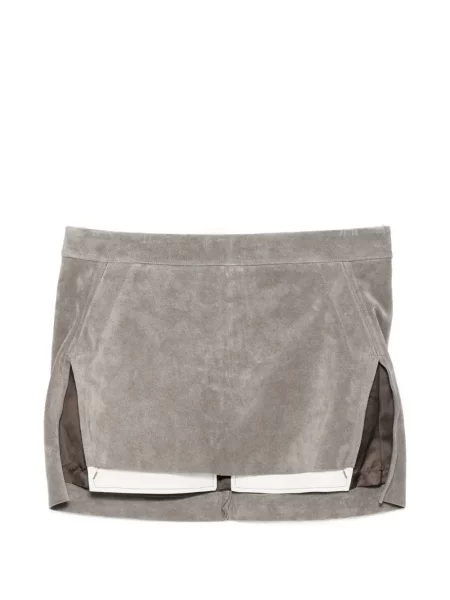 Fustă Rick Owens din piele de căprioară gri