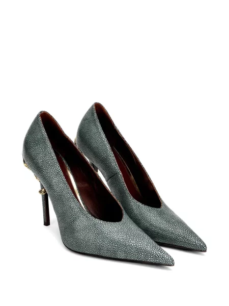 Pantofi cu toc Roberto Cavalli cu model piele de șarpe verde