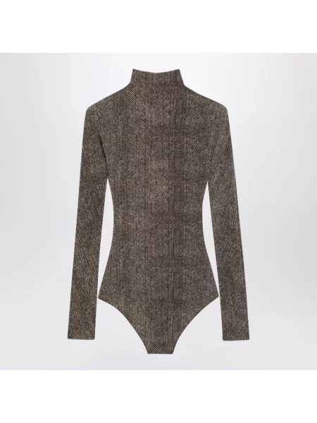 Koszulka Maison Margiela z nadrukiem w jodełkę brązowa