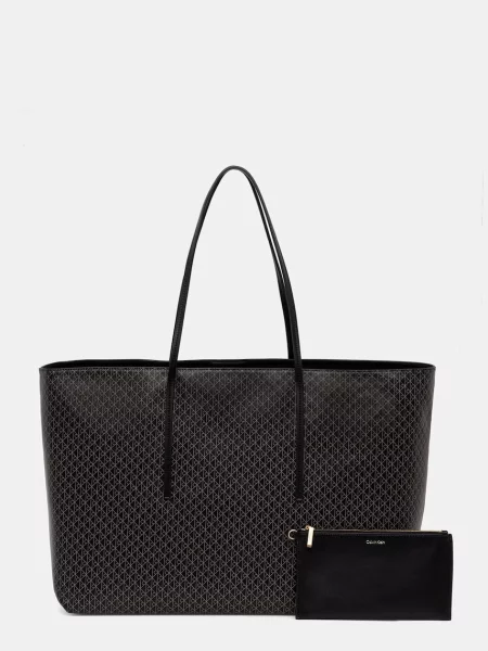 Geantă shopper Calvin Klein din piele negru