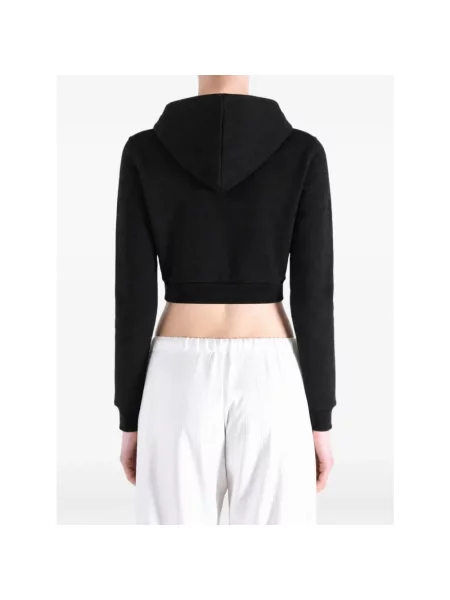 Bluza z kapturem Balenciaga z kapturem z logo o skróconej długości czarna