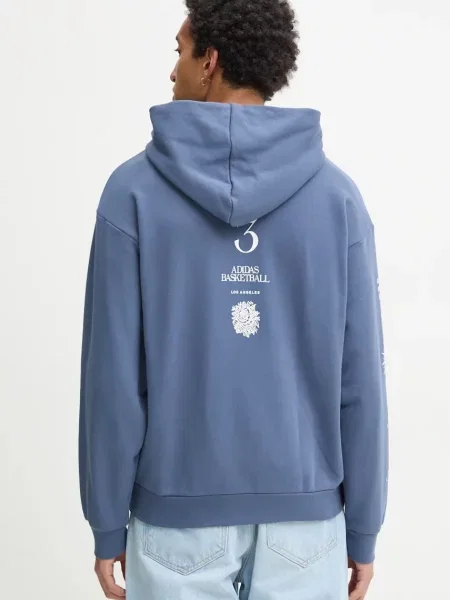 Mikina adidas Originals s kapucí hladká modrá