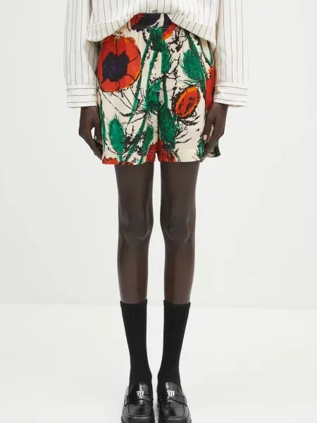 Wales Bonner pantaloni scurți Ocean cu imprimeu high waist