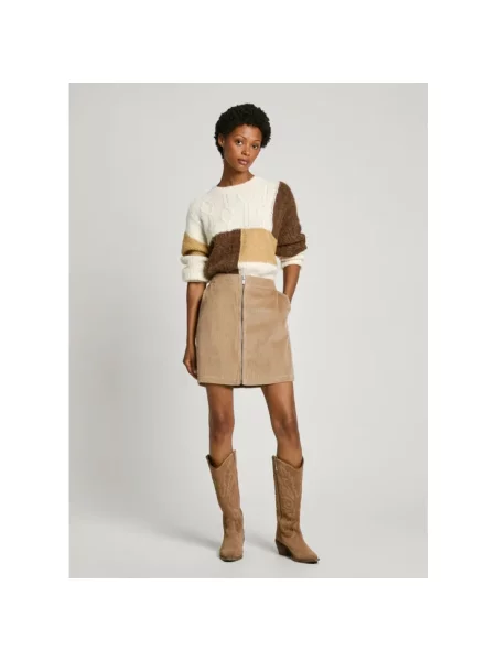 Mała mały spódnica jeansowa Pepe Jeans koronkowa beżowa