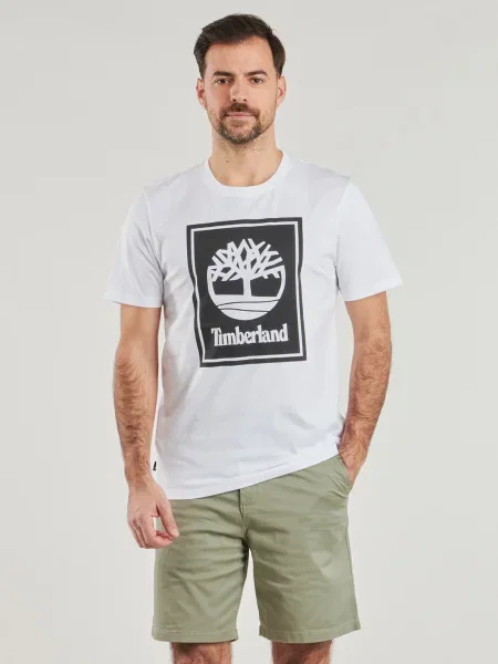 Tričko Timberland s krátkymi rukávmi s autogramom biela