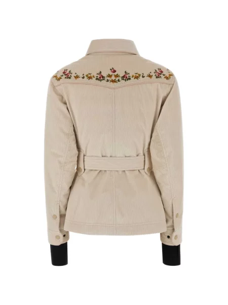 Geacă Moncler Grenoble de catifea cord alb