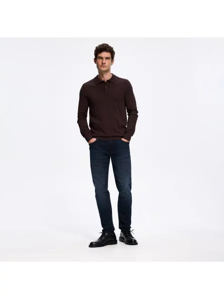 Reserved Slim koptatott hatású farmer acélkék