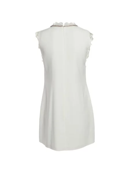 Rochie mini Self-portrait cu volane din dantelă alb