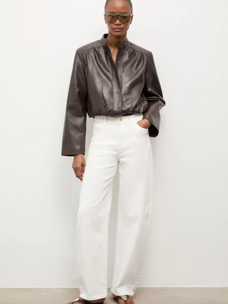 Answear.LAB kurtka skórzana MEMO z kolekcji Unscripted brązowa