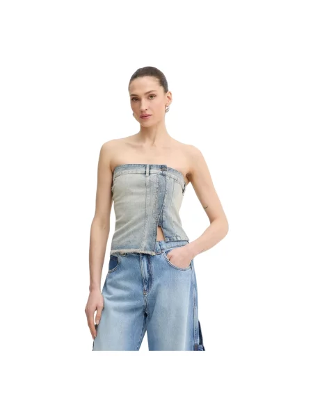 Top Armani Exchange z przetarciami niebieski