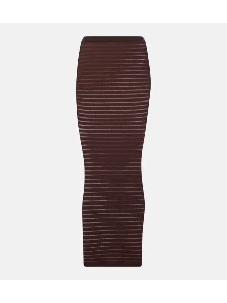 Maksi spódnica maxi Alaïa w paski brązowa