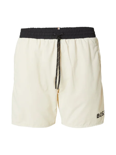 BOSS Șorturi de baie Starfish negru / alb lână bej