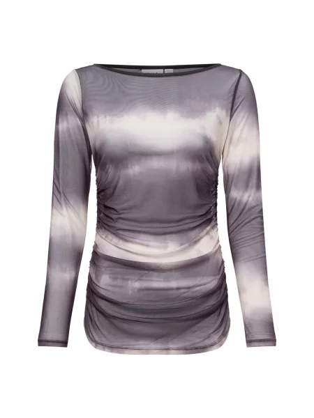 Vila koszulka z długim rękawem VIVolettis Mai Kobiety szary|beżowy w paski S beżowa