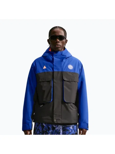 Geacă de fotbal pentru bărbați Nike Inter Milan SE Skull Peak Storm-FIT hyper blue/black/safety orange negru
