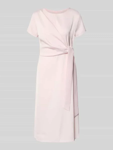 Sukienka koktajlowa do kolan z detalem wiązania i zamkiem błyskawicznym Rinascimento różowa