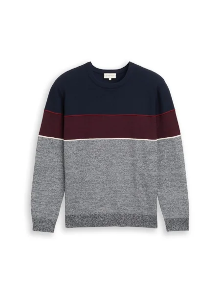 TOM TAILOR Pulover bleumarin / amestecat / roşu închis gri