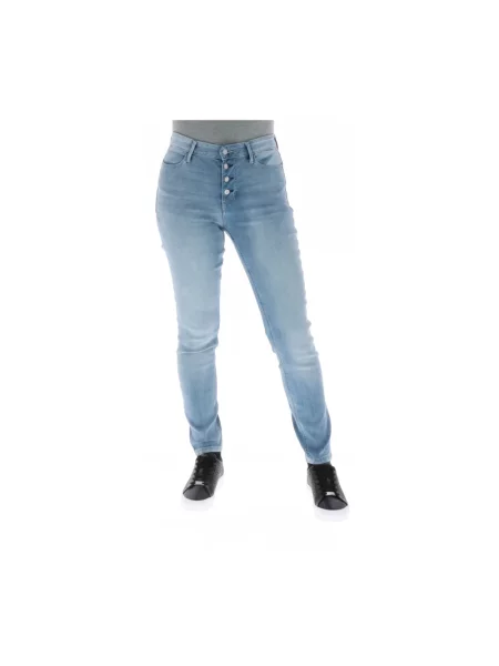 Skinny jeansy skinny Guess niebieskie