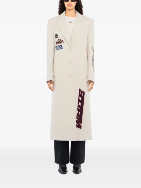 Lung palton Off-white alb
