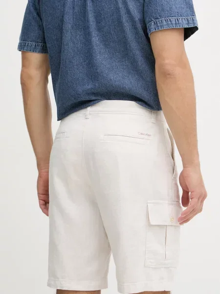 Calvin Klein Jeans szorty cargo z lnem białe