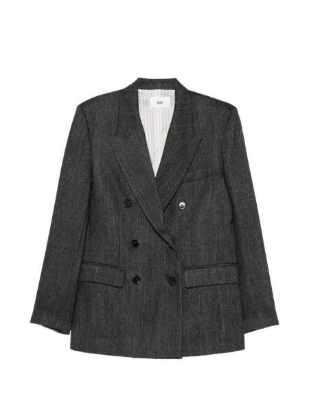 Sacou Solotre cu model herringbone cu două rânduri de nasturi gri