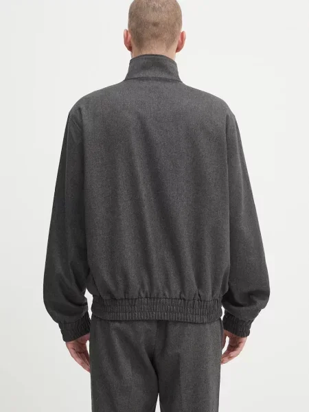 Vlněná bunda Drôle de Monsieur La Trackjacket Flanelle přechodná šedá