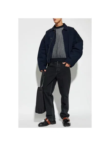 Sweter Emporio Armani w paski z paskiem czarny