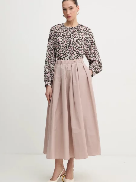 Спідниця Weekend Max Mara CURVATO maxi розкльошена рожевий