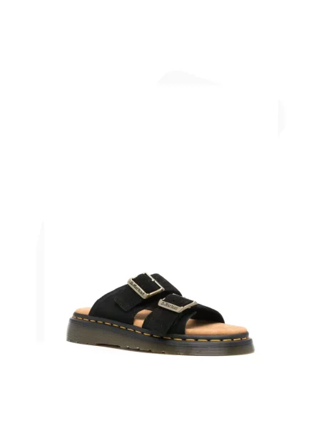 Klapki Dr. Martens zamszowe na sprzączkę klasyczne czarne