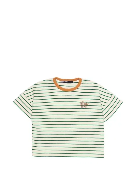 Tricou Bimba Y Lola cu broderie cu dungi verde