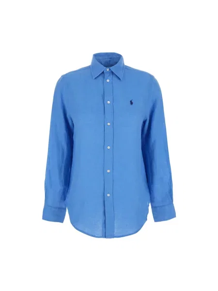 Lniana koszula z lnu Polo Ralph Lauren klasyczna niebieska