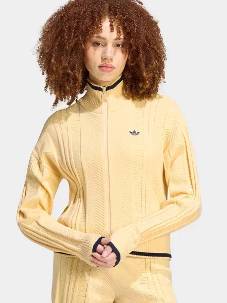 Adidas Originals cardigan pentru femei cu vâscoză Cable Knit Firebird galben