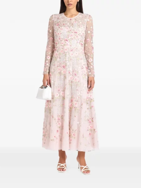 Rochie midi Needle & Thread cu model floral roz