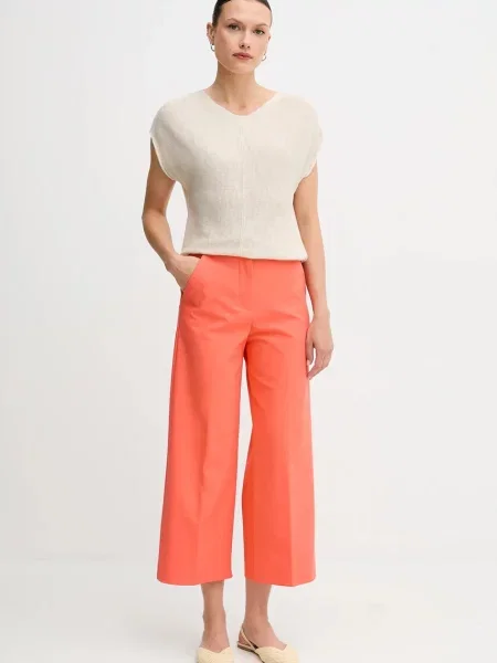 United Colors of Benetton spodnie szerokie high waist pomarańczowy