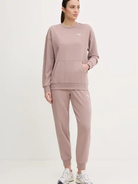 Puma komplet dresowy Relaxed Sweat suit beżowy