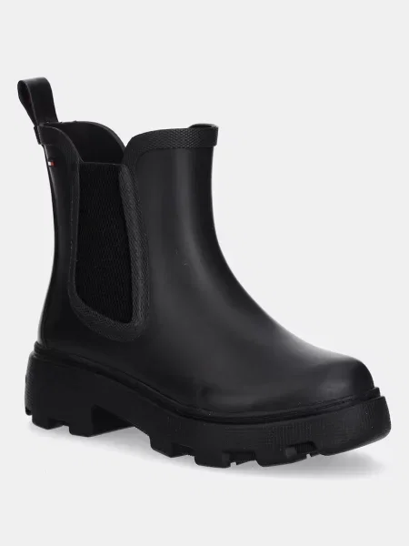 Gumijasti škornji Tommy Hilfiger RUBBER FLAG CLEATED RAINBOOT črna
