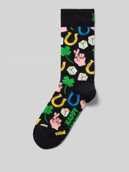 Skarpety z nadruk z logo model Best of Luck' Happy Socks czarne