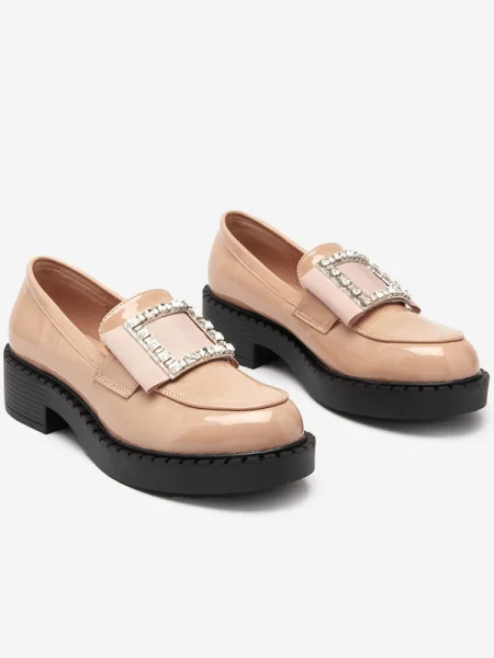 Мокасини Resti от лакирана кожа с катарама черно