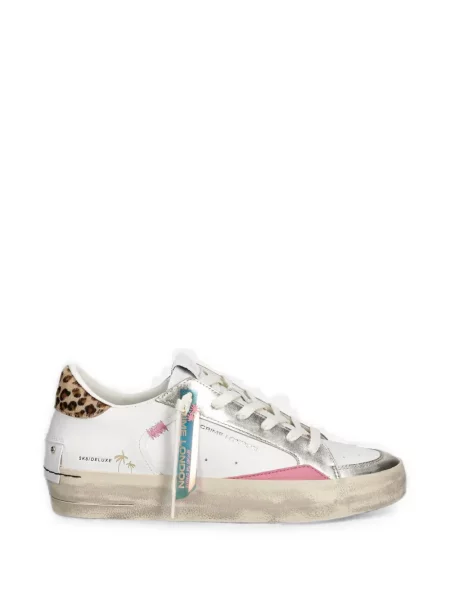 Sneakerși Crime London cu imagine cu model leopard alb