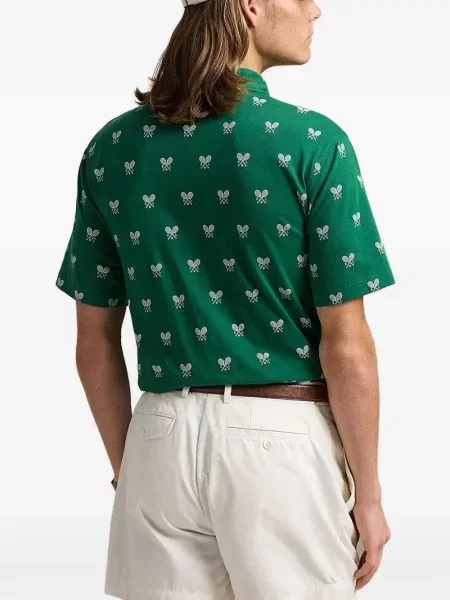Tricou polo Polo Ralph Lauren cu autograf cu decolteu în V roșu