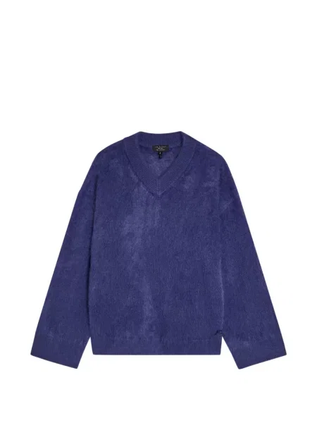 Pulover Rag & Bone cu decolteu în V albastru