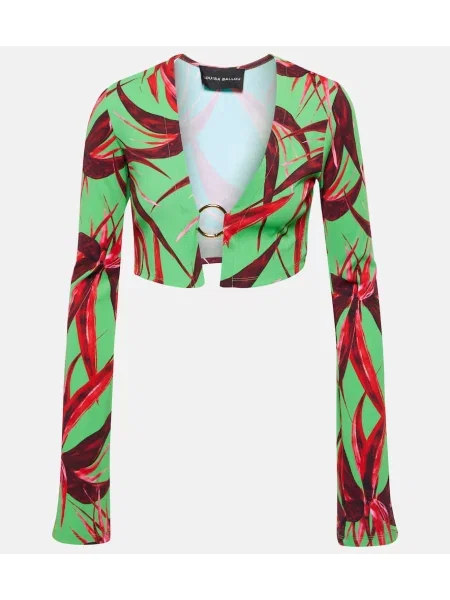 Kardigan Louisa Ballou z nadrukiem o krotszym kroju zielony