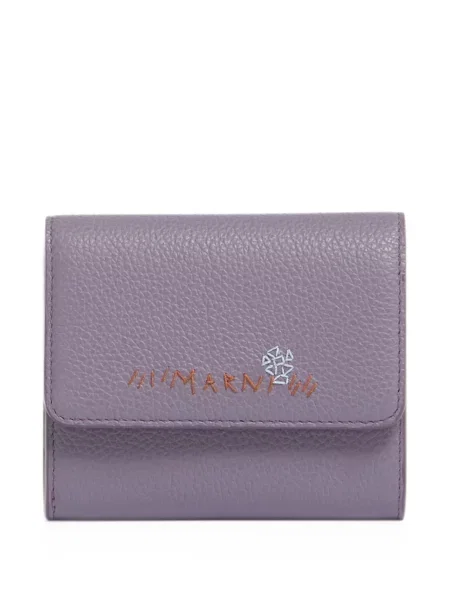 Portofel Marni din piele cu autograf violet