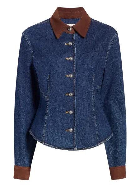 Cămașă Cinq A Sept din piele de căprioară albastru