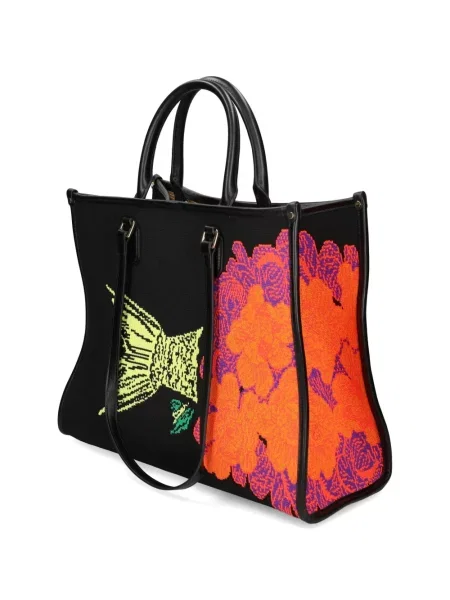 Φλοράλ τσάντα χειρός My Best Bag μαύρο