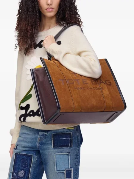 Geantă Marc Jacobs din piele de căprioară maro